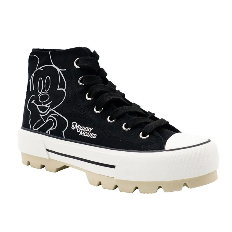 DISNEY - Zapatillas Mujer Mickey Mouse Botin Negro