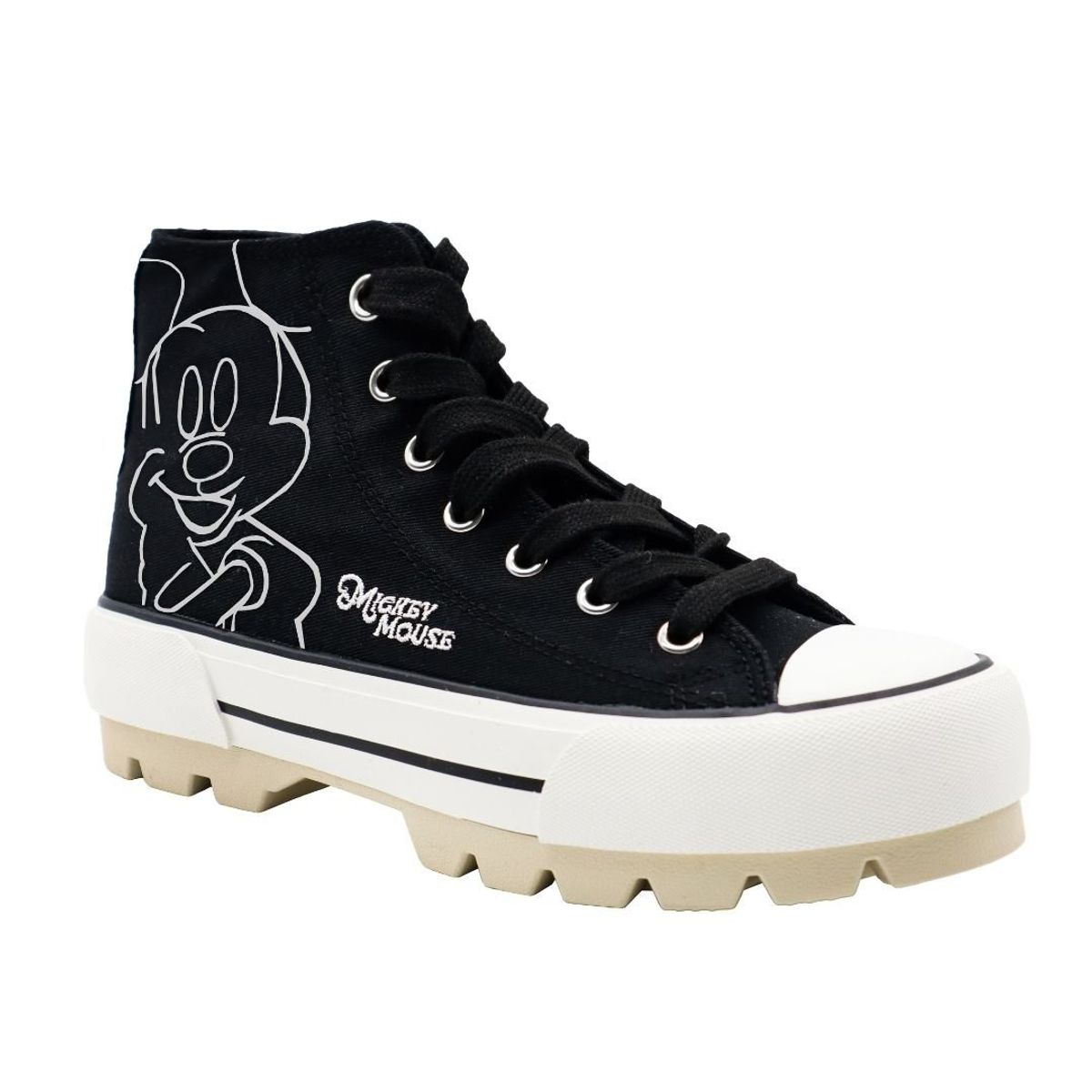 DISNEY - Zapatillas Mujer Mickey Mouse Botin Negro