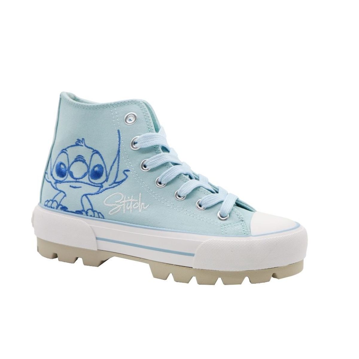 DISNEY - Zapatillas Mujer Stitch Botin Celeste