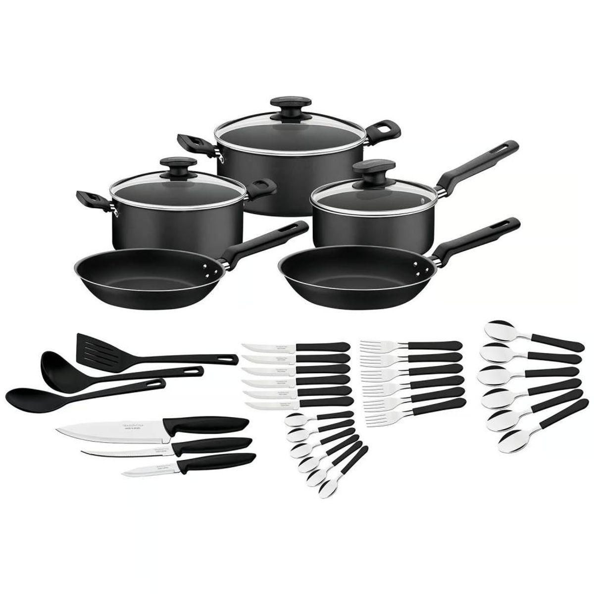 TRAMONTINA - Juego de Ollas 38 Piezas Antiadherente Victoria Tramontina