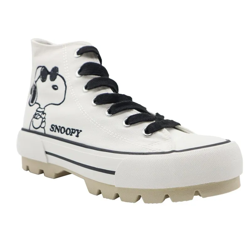 SNOOPY - Zapatillas Mujer Snoopy Botin Blanco
