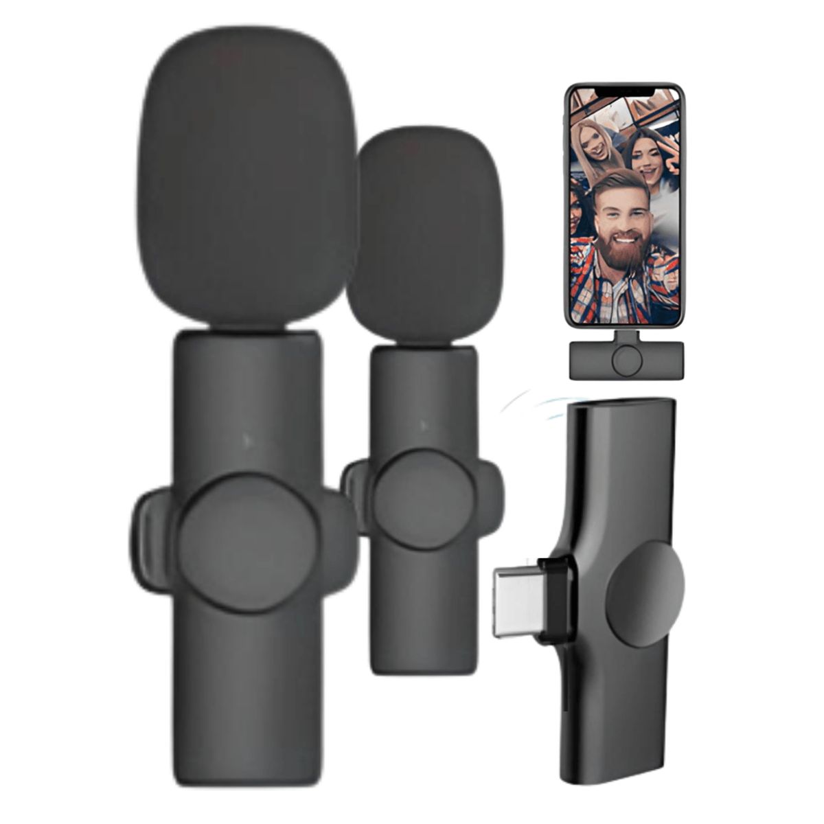 SEISA - Microfonos Inalambricos Solaperos Dual 2 en 1 Para Creadores de Contenido Live Streaming