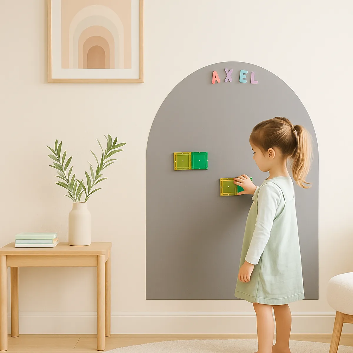 PZR PIZARRAS ADHESIVAS - Pizarra Adhesiva Magnética Infantil Arco Gris 117 x 61 cm