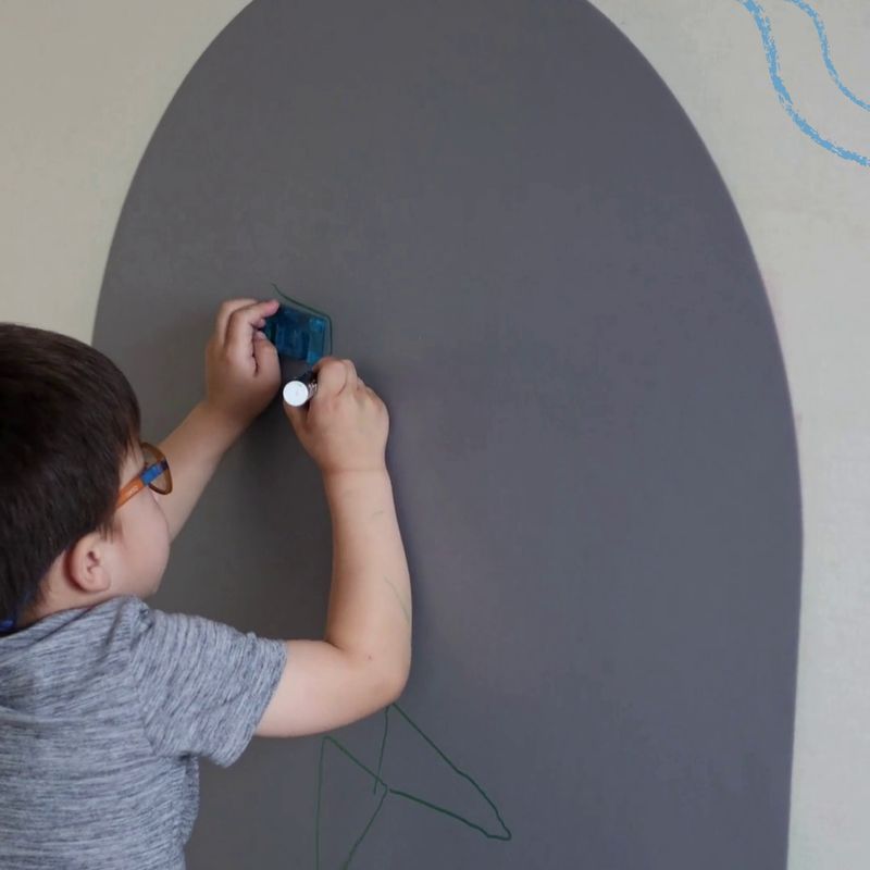 PZR PIZARRAS ADHESIVAS - Pizarra Adhesiva Magnética Infantil Arco Gris 115 x 75 cm
