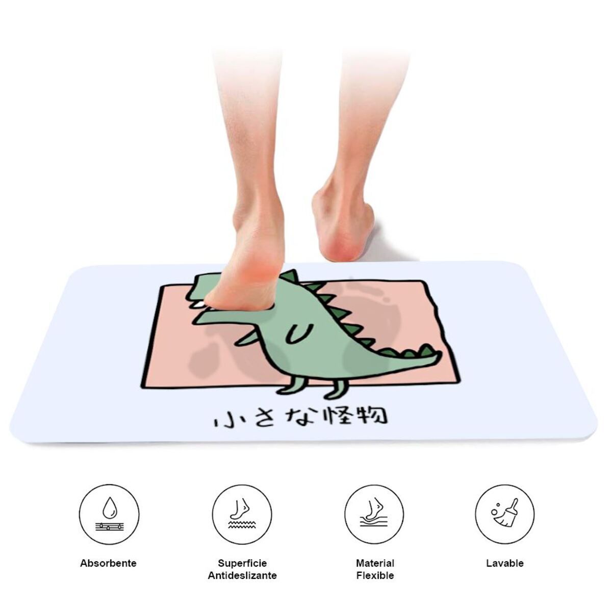 ELMEJORPRECIO - Alfombra de Baño Absorbente para Ducha Antideslizante Modelo Dino