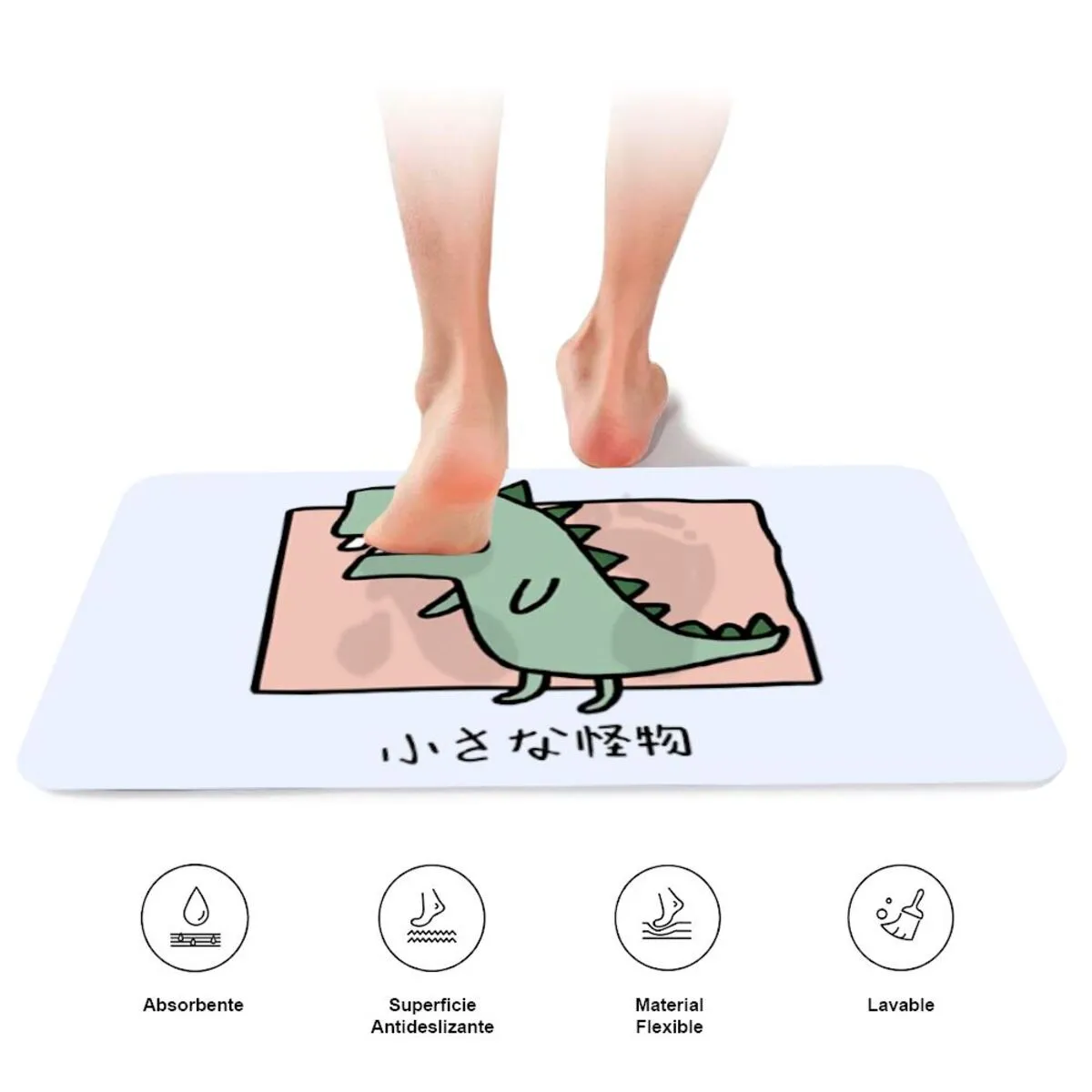 ELMEJORPRECIO - Alfombra de Baño Absorbente para Ducha Antideslizante Modelo Dino