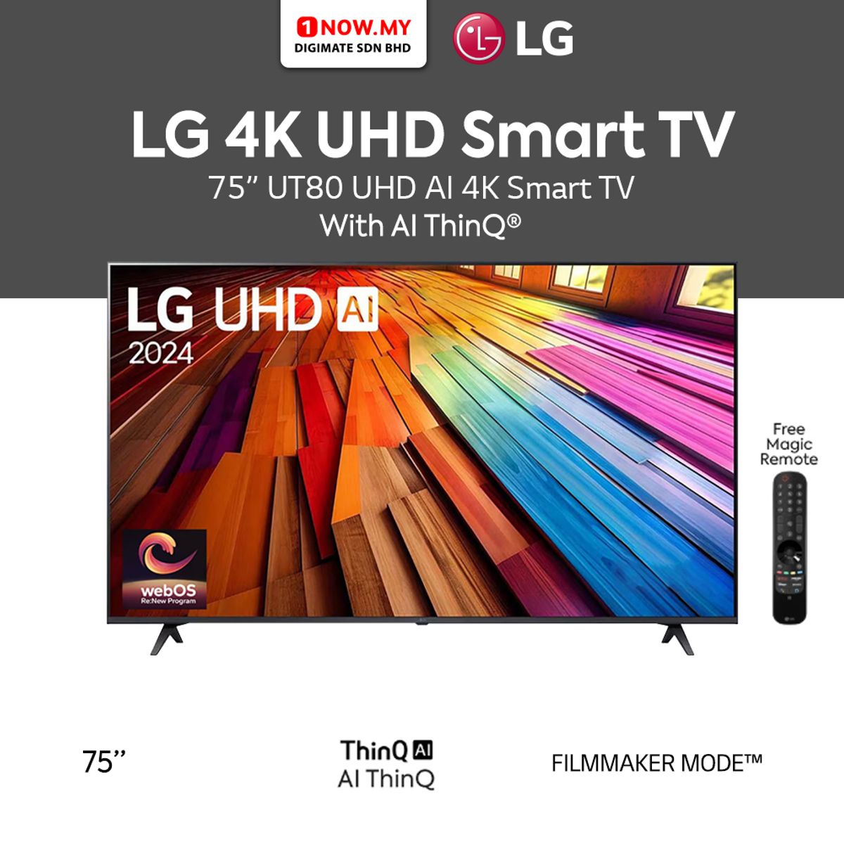 LG - Televisor LG LED 75 UHD 4K ThinQ AI 75UT8050PSB
