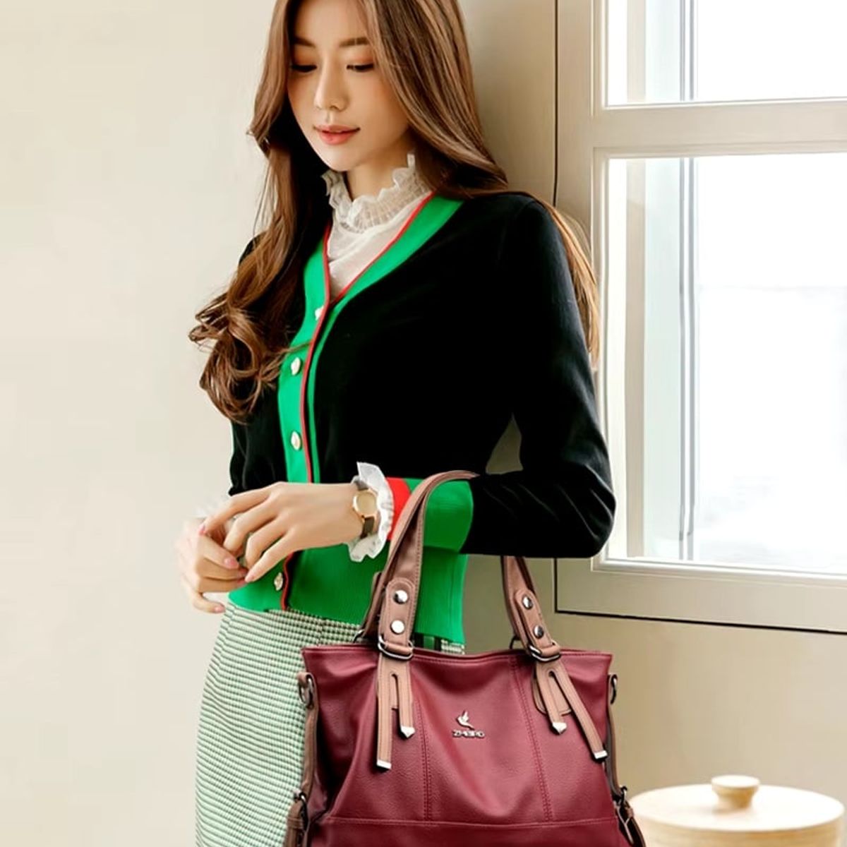 GENERICO - Cartera Elegante Zmbird Gran Capacidad - Cuero Pu