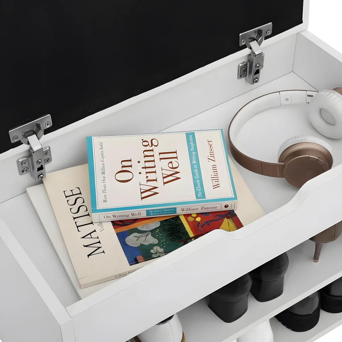 GENERICO - Zapatera Baúl Multifuncional Con Asiento Sire Blanco 6 Pares Huk