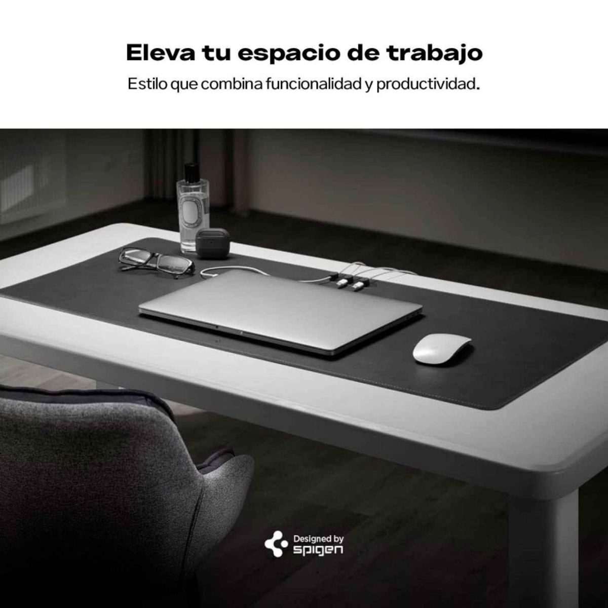 SPIGEN - Alfombrilla De Escritorio Spigen Con Organizador De Cables