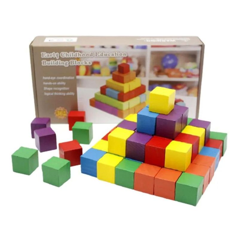 GENERICO - Didáctico Cubos Coloridos De Madera 100Pzs