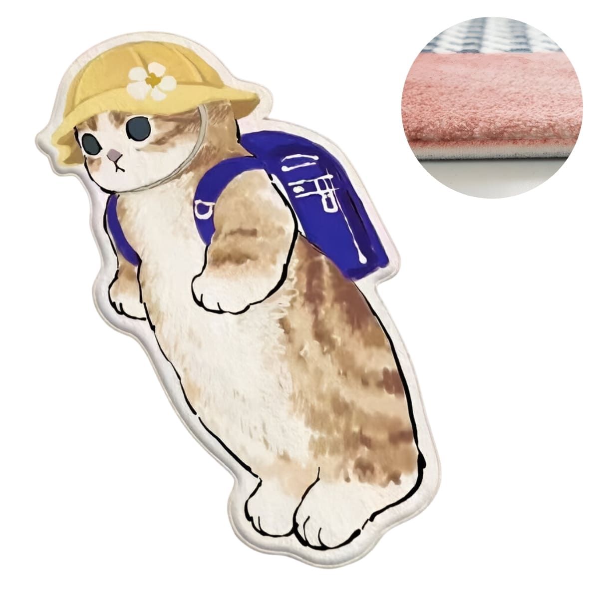 ELMEJORPRECIO - Alfombra Bajada De Cama Kawai Modelo Gato Mochila Azul