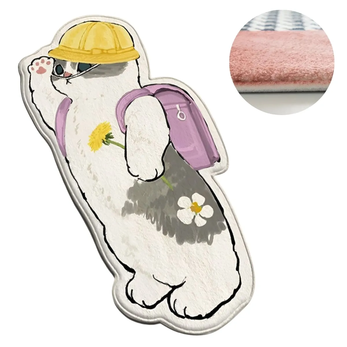 ELMEJORPRECIO - Alfombra Bajada De Cama Kawai Modelo Gato Mochila Lila