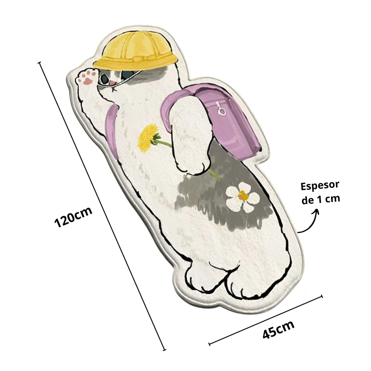 ELMEJORPRECIO - Alfombra Bajada De Cama Kawai Modelo Gato Mochila Lila