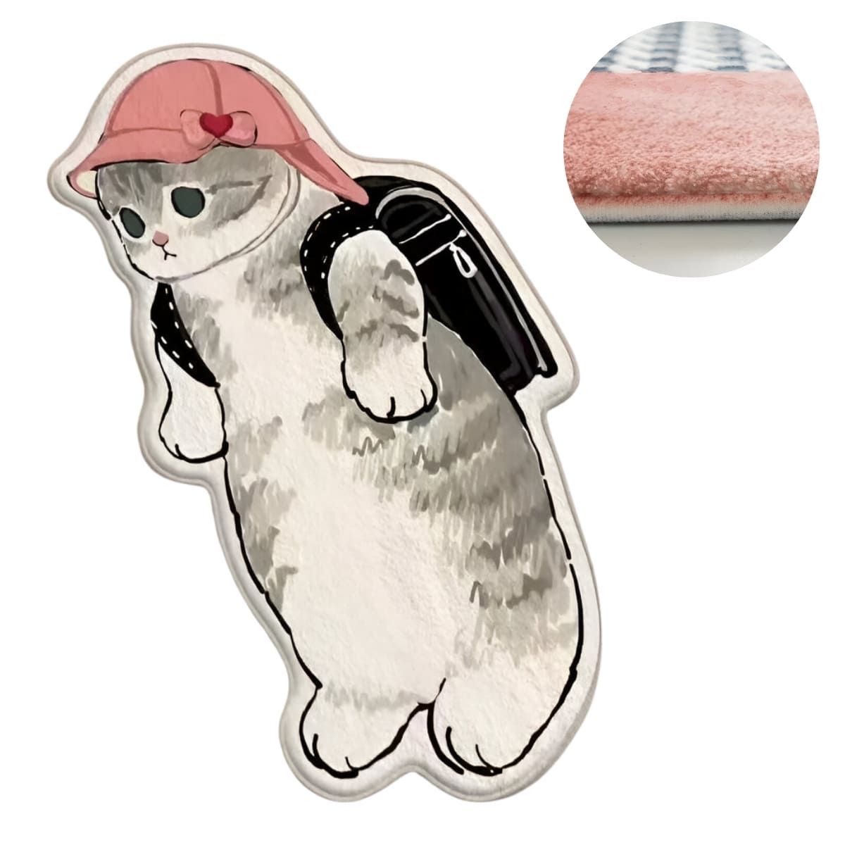 ELMEJORPRECIO - Alfombra Bajada De Cama Kawai Modelo Gato Mochila Negro