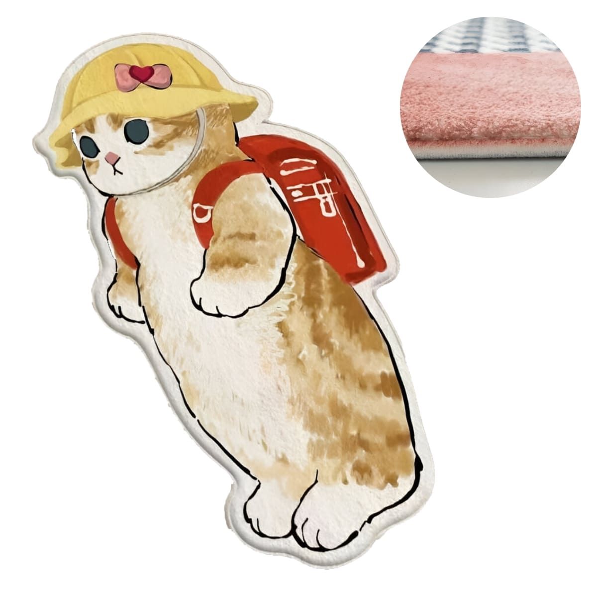 ELMEJORPRECIO - Alfombra Bajada De Cama Kawai Modelo Gato Mochila Roja