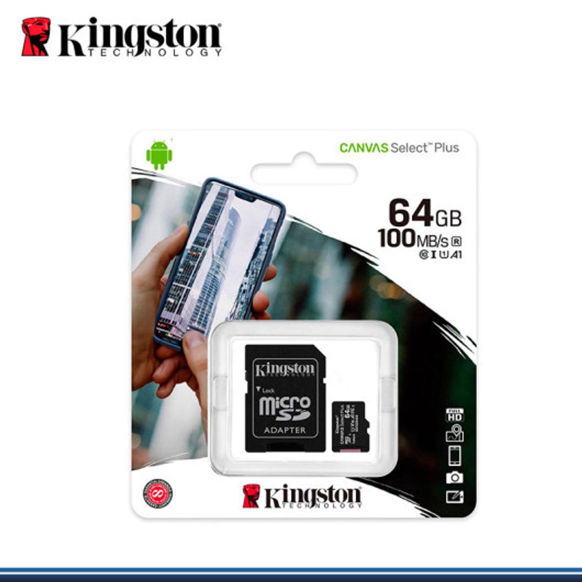 KINGSTON - Memoria MicroSD Kingston 64GB con Adaptador SD