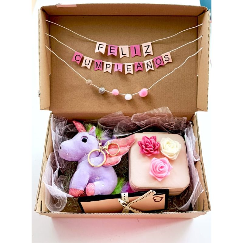 GENERICO - Arreglo Detalle Caja Regalo Con Peluche Llavero + Joyero + Tarjeta