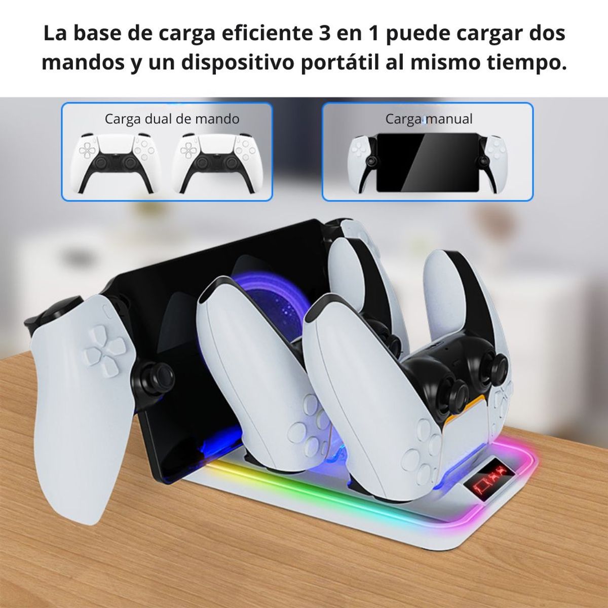 OEM - Estación de Carga RGB para Mandos PS5 y Portal PS YZC-504