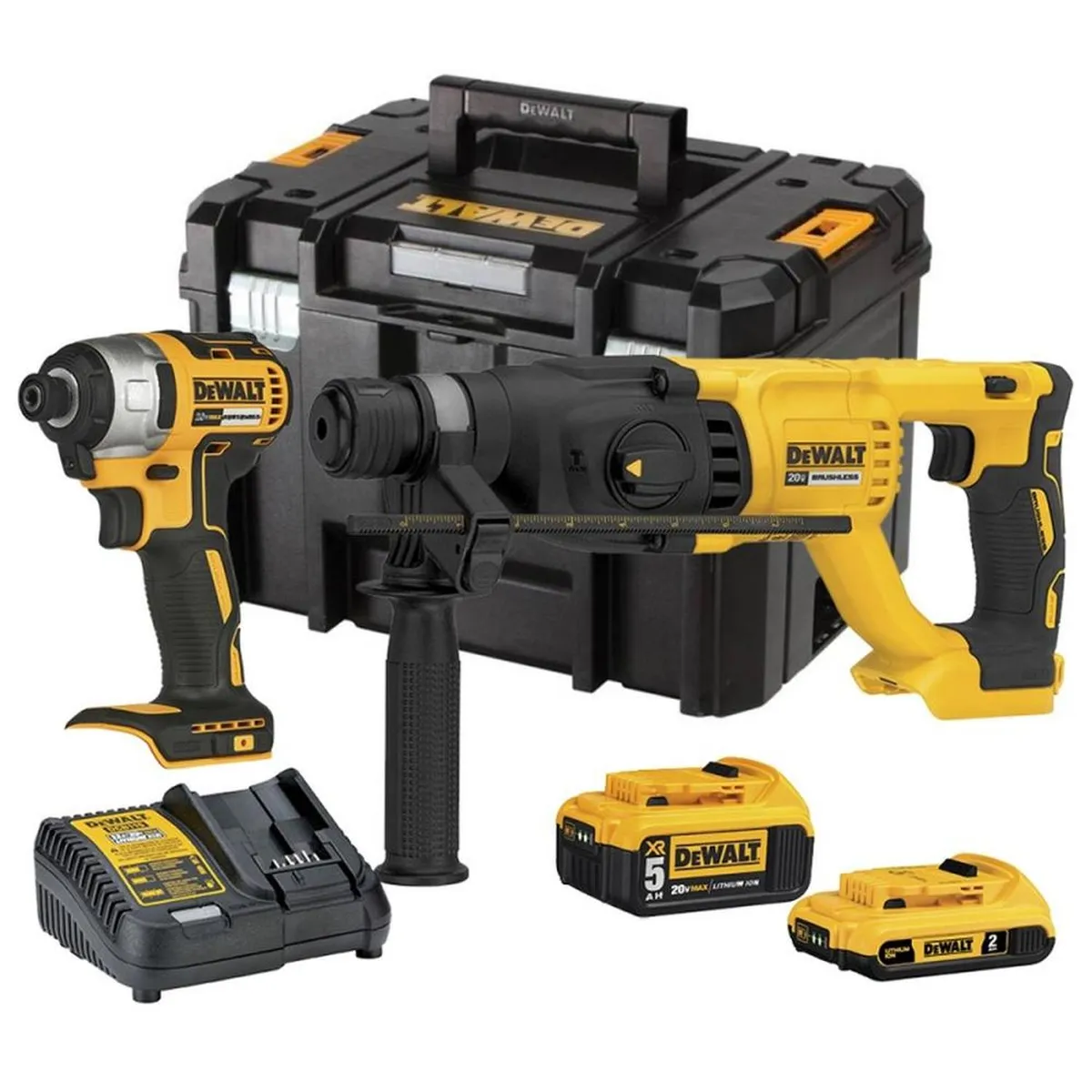 DEWALT - Rotomartillo Sds Plus + Atorn de Impacto 1/4" 20V + 2 Bat + Taladro 1/2" Dewalt DCK260D1P1T-K10