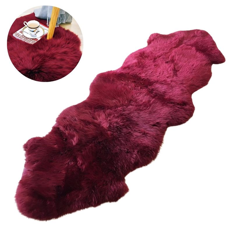 ELMEJORPRECIO - Alfombra Bajada De Cama Peluda Vino