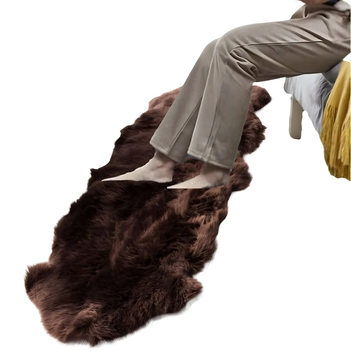ELMEJORPRECIO - Alfombra Bajada De Cama Peluda Marrón