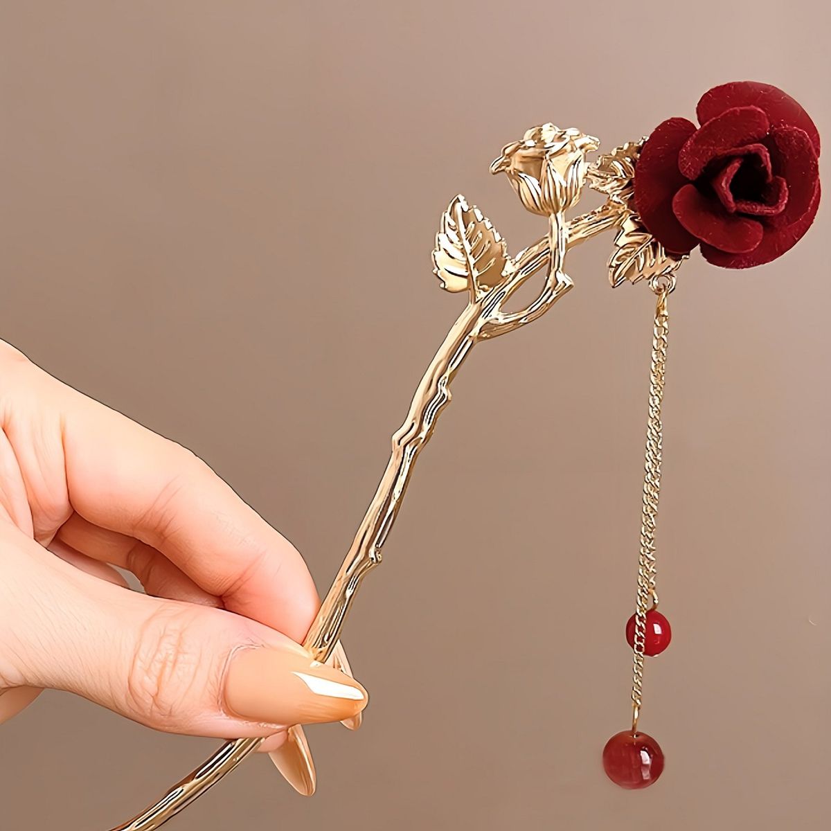 GENERICO - SET 2 PALITOS LOLITAS  DE METAL  PARA CABELLO DE ROSA N.006