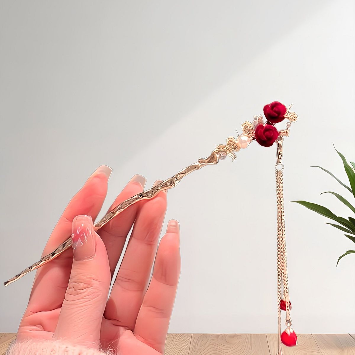 GENERICO - SET 2 PALITOS LOLITAS  DE METAL  PARA CABELLO DE ROSA N.006