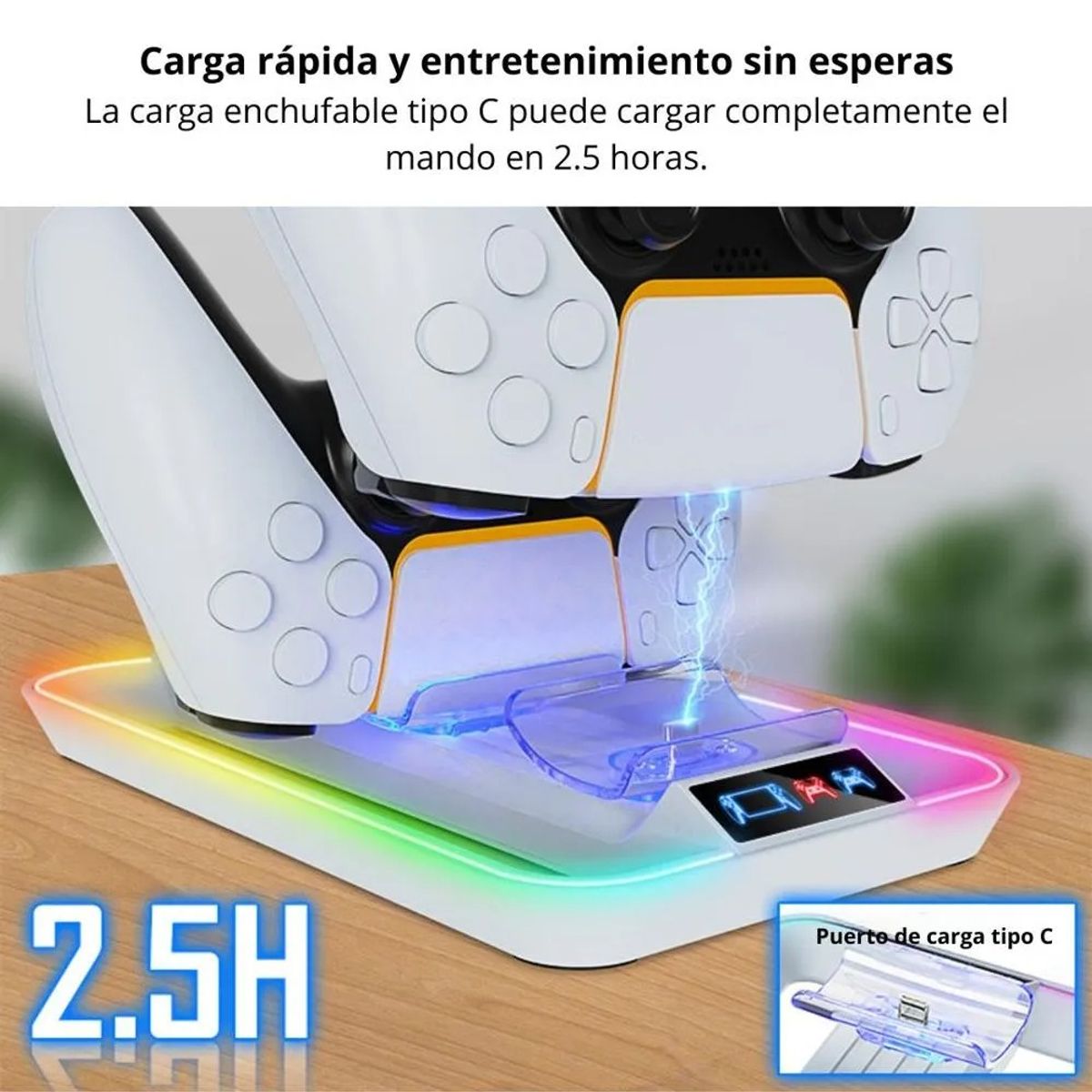 OEM - Estación de Carga RGB para Mandos PS5 y Portal PS YZC-504