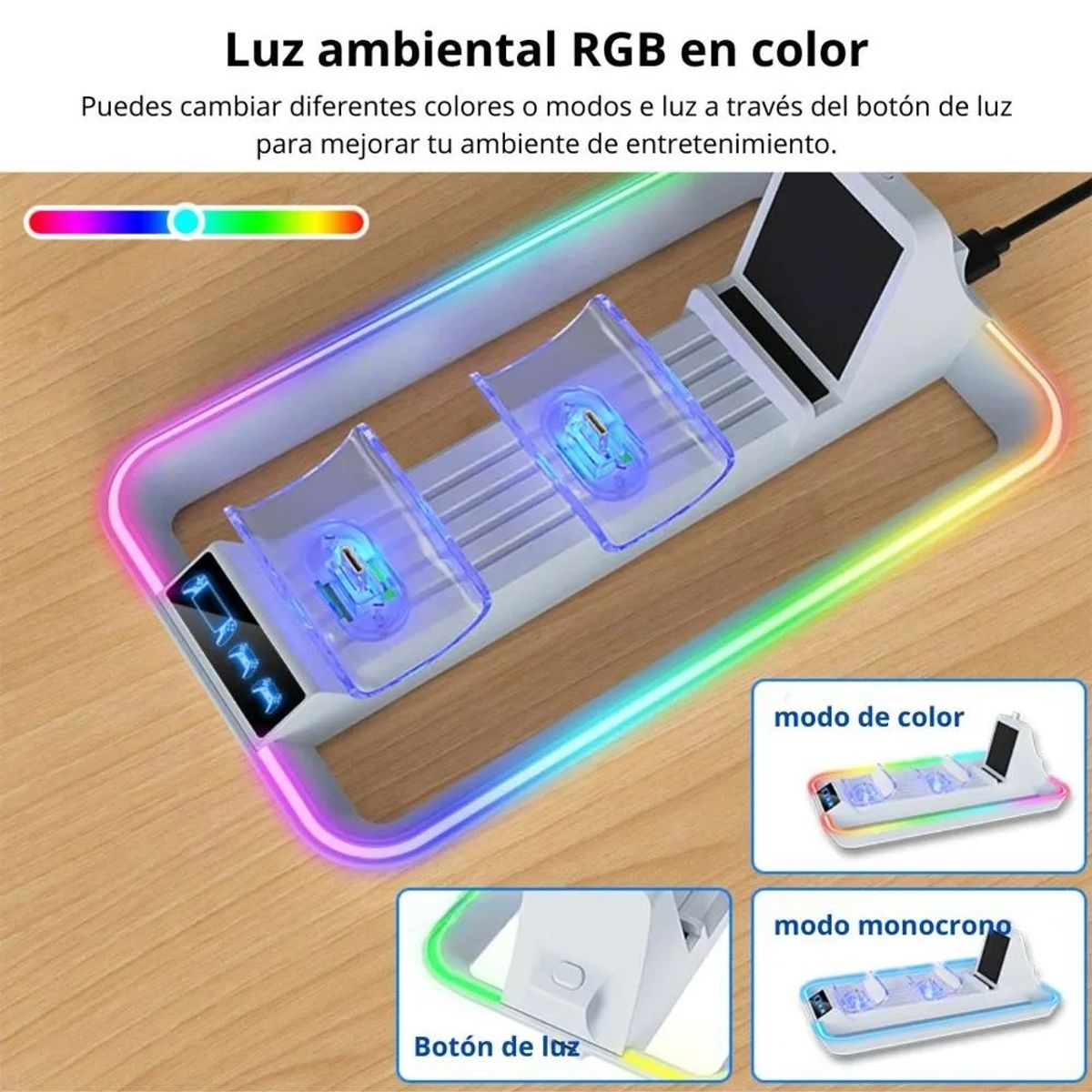 OEM - Estación de Carga RGB para Mandos PS5 y Portal PS YZC-504