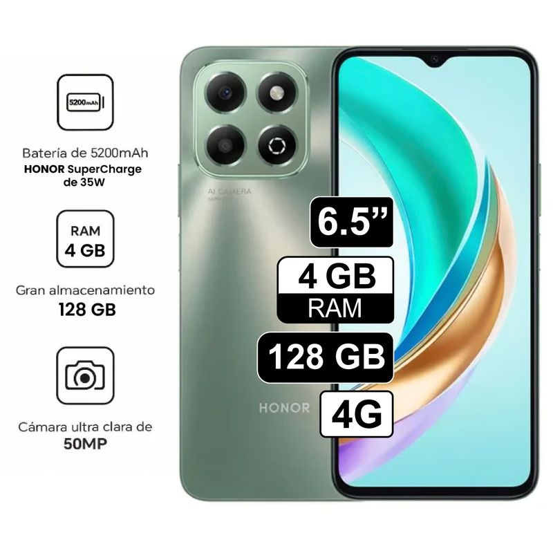HONOR - Celular Libre Honor X6B 6.5 Pulg 128GB 4GB RAM Forest Green
