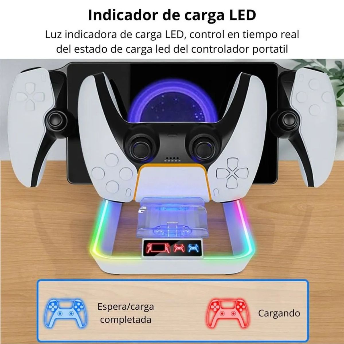 OEM - Estación de Carga RGB para Mandos PS5 y Portal PS YZC-504
