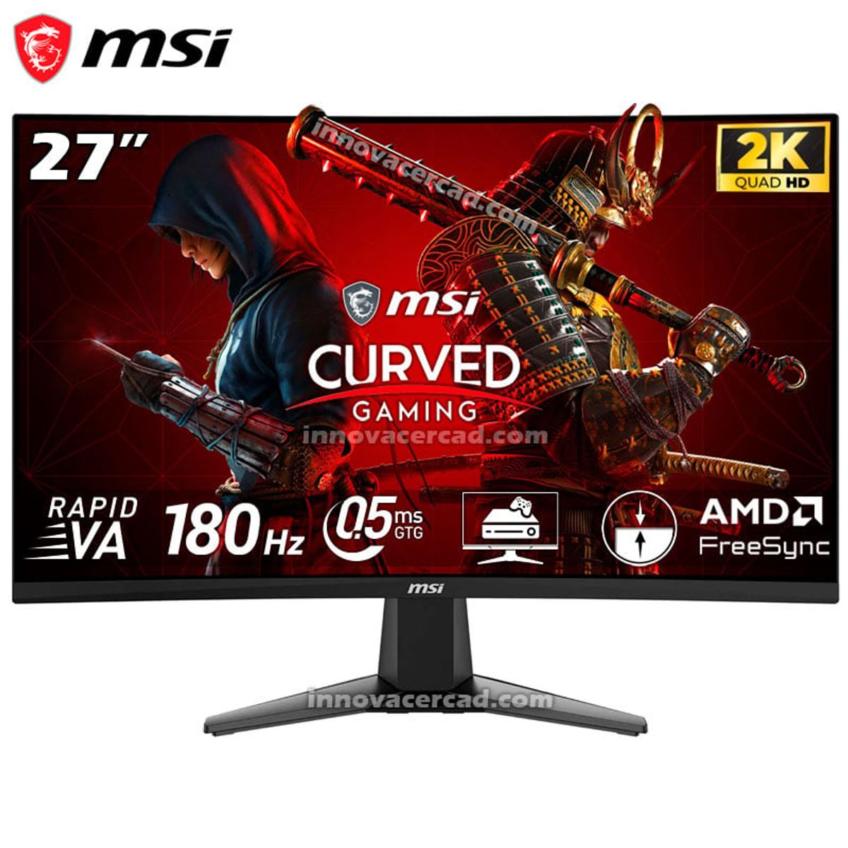 MSI - Monitor Curvo Gaming MSI MAG-27CQ6F, 27" WQHD, VA, 180 Hz, 0.5 ms