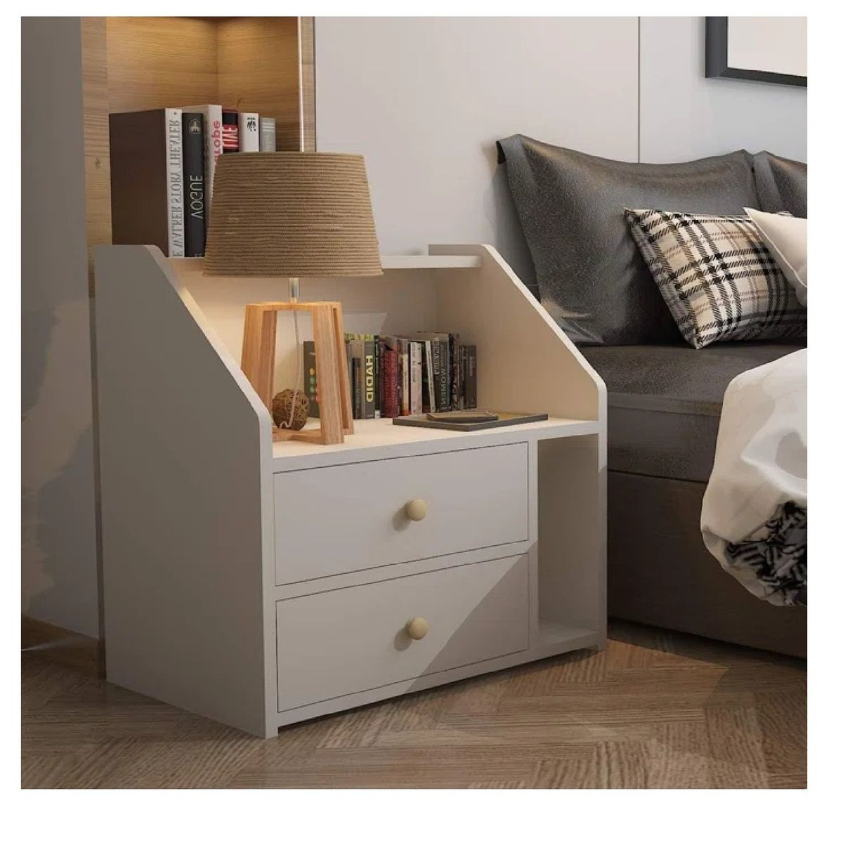 TU MESITA - VELADOR MULTIUSOS GREGORY COLOR BLANCO 2 CAJONES TU MESITA