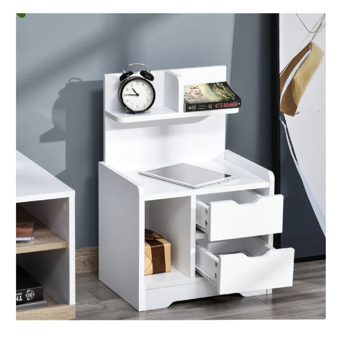 TU MESITA - VELADOR MODERNO MILORD COLOR BLANCO 2 CAJONES TU MESITA