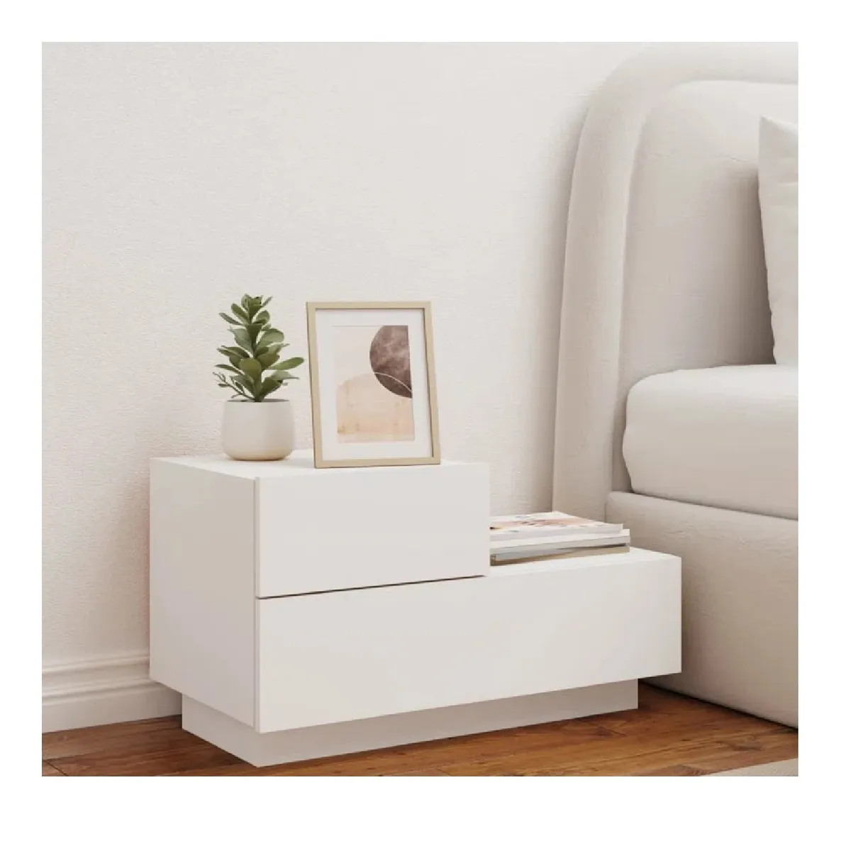 TU MESITA - VELADOR MULTIUSOS MIRTHA COLOR BLANCO 2 CAJONES TU MESITA