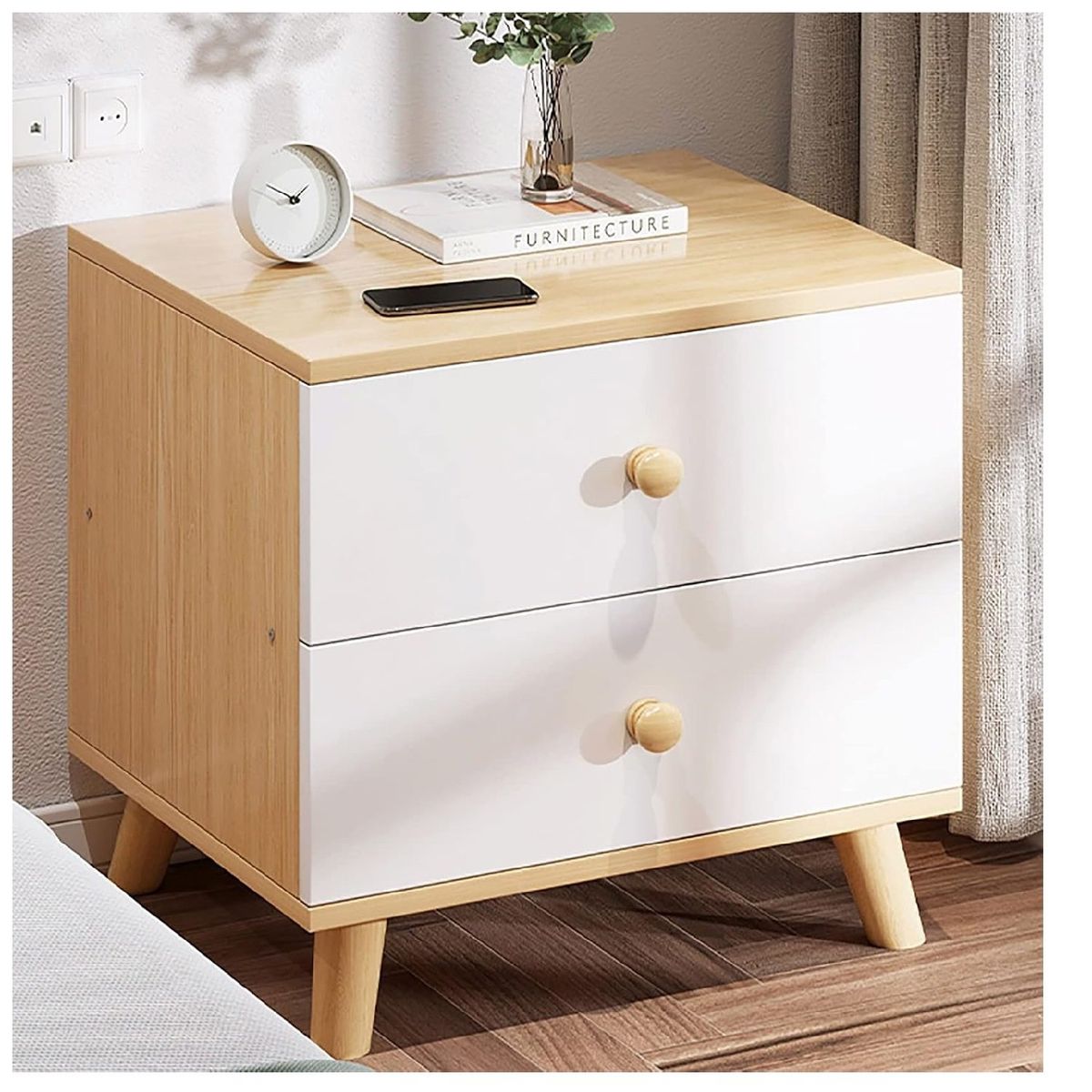 TU MESITA - VELADOR CLASICO FOXY COLOR BLANCOHAYA 2 CAJONES TU MESITA