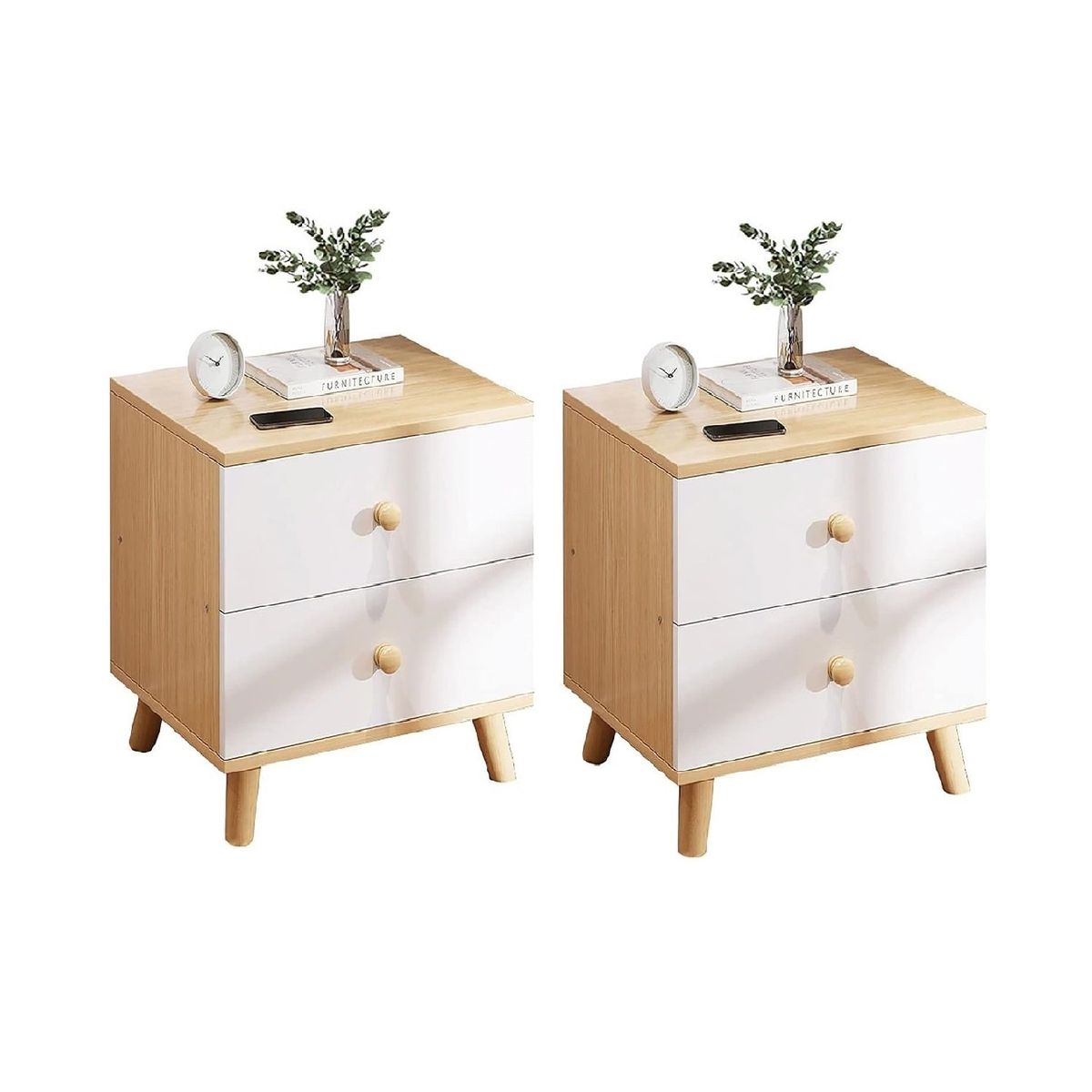 TU MESITA - VELADOR CLASICO FOXY COLOR BLANCOHAYA 2 CAJONES TU MESITA