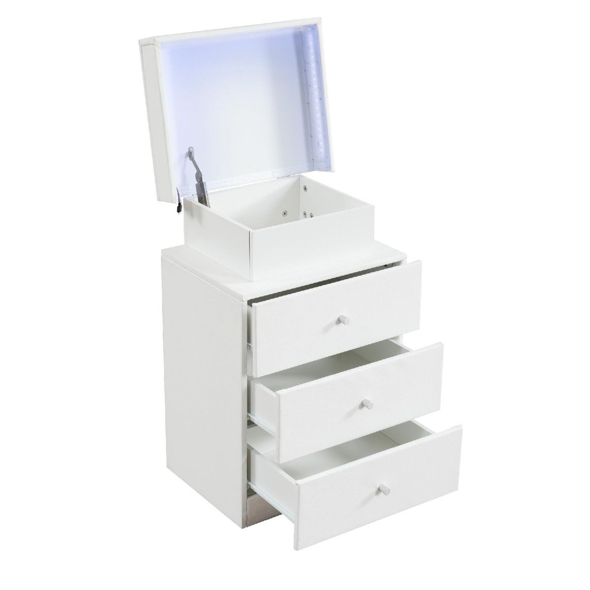 TU MESITA - VELADOR LUZ LED MAXI COLOR BLANCO 3 CAJONES CON ESPEJO TU MESITA