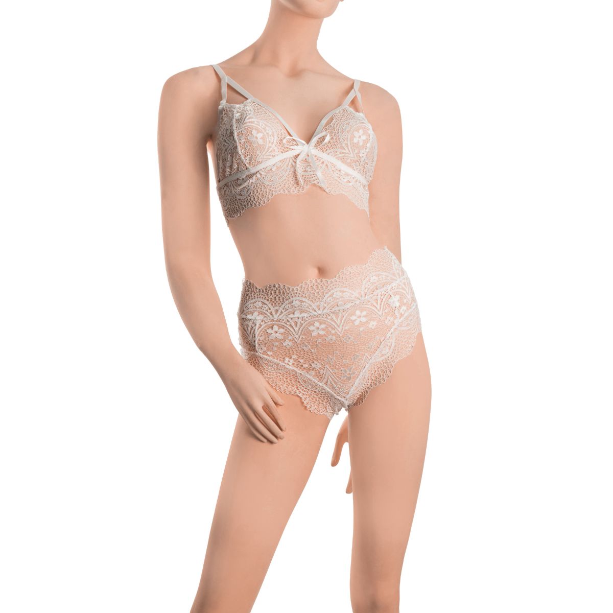 GENERICO - Set de Lenceria Sexy con Tiras - Color Blanco Talla M