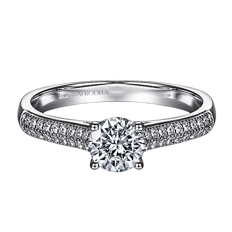 AFRODITA - Anillo De Compromiso Afrodita 374 Plata Maciza Bañado En Oro Blanco