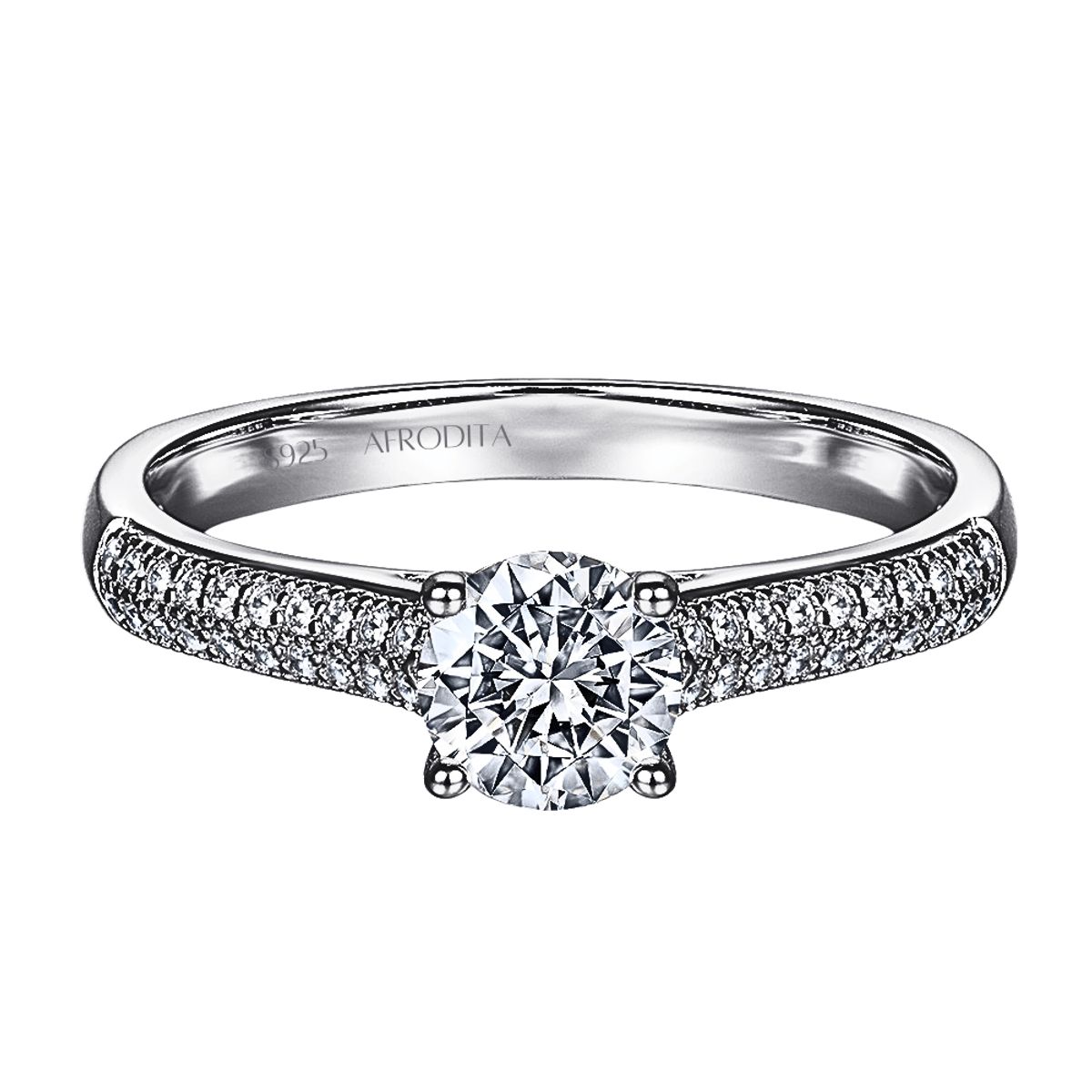 AFRODITA - Anillo De Compromiso Afrodita 374 Plata Maciza Bañado En Oro Blanco