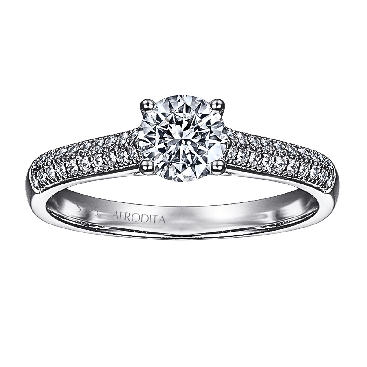 AFRODITA - Anillo De Compromiso Afrodita 374 Plata Maciza Bañado En Oro Blanco