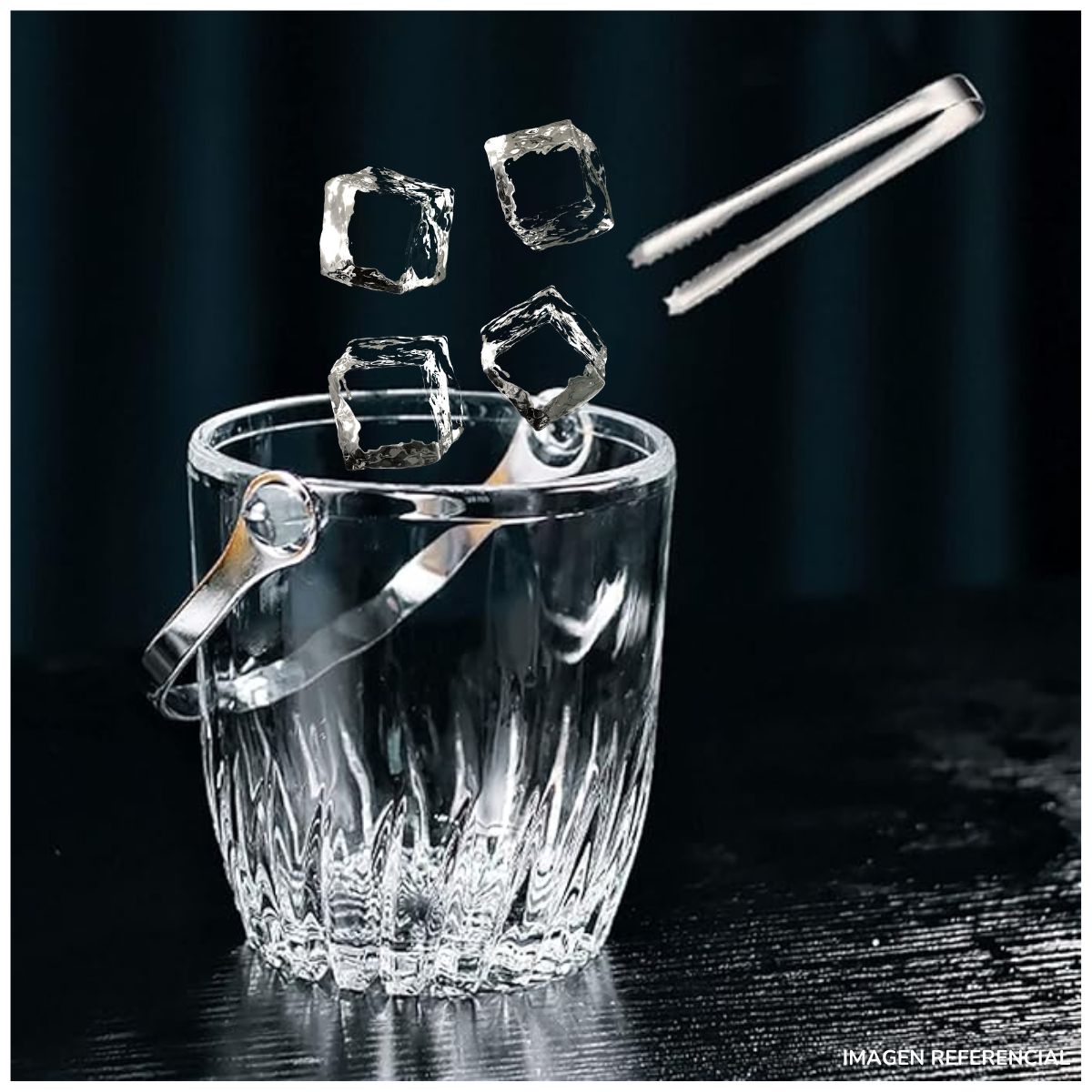 INSPIRA MARKET - Hielera de vidrio transparente con pinza y agarradera