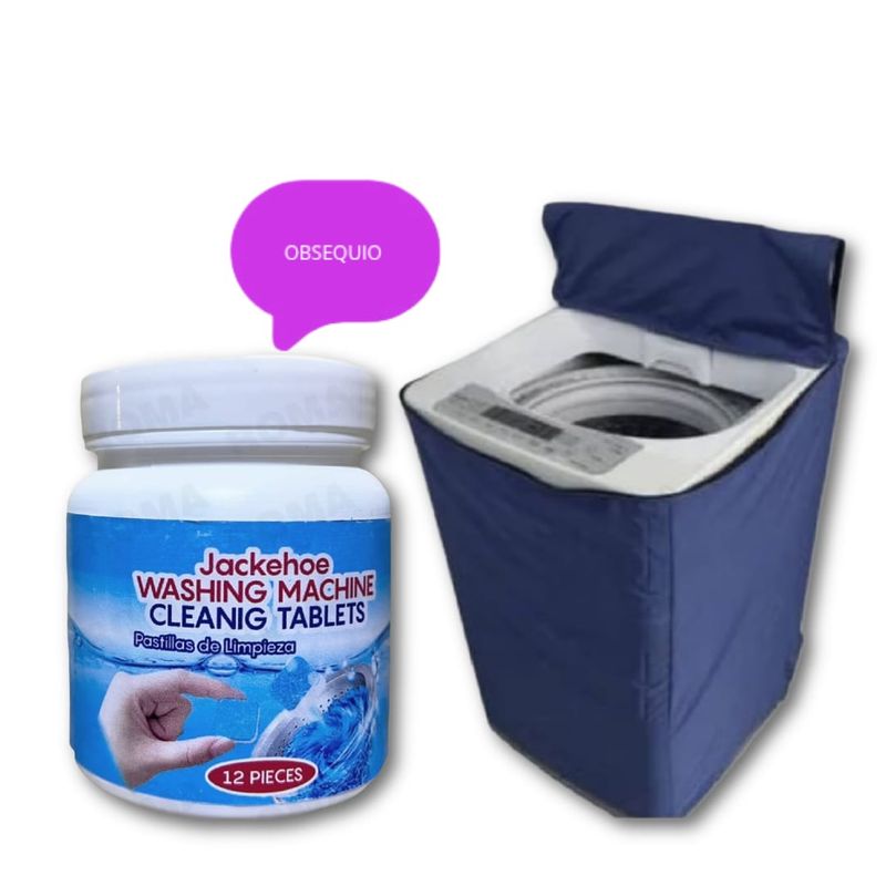 GENERICO - Funda de Lavadora Azul 16-22 kg + Limpiador de Lavadora