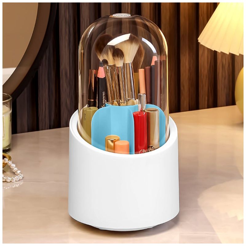 KELLER - Organizador de Maquillaje Giratorio con Tapa Celeste LS4