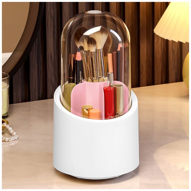 KELLER - Organizador de Maquillaje Giratorio con Tapa Rosado LS4