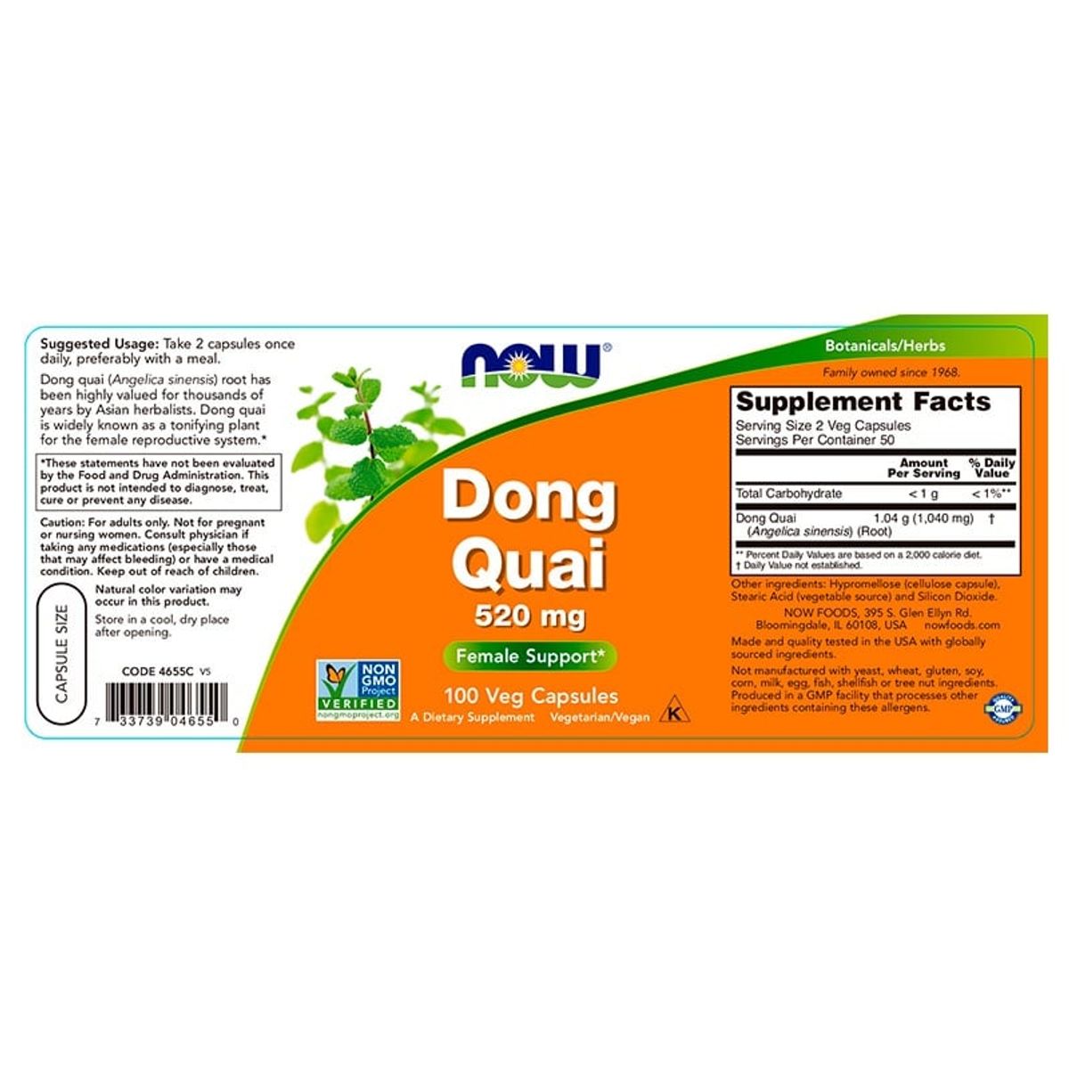 NOW - Dong Quai 520 mg - 100 Veg Caps