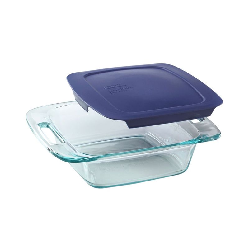 PYREX - Fuente Cuadrada Pyrex Easy Grab 1.9 Lt Tapa Azul