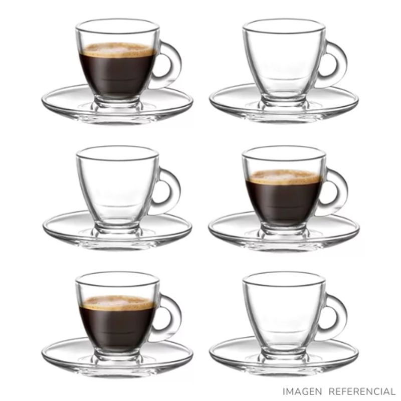INSPIRA - Set Tazas con Plato Vidrio Mini Tazas de Cafe 12 piezas